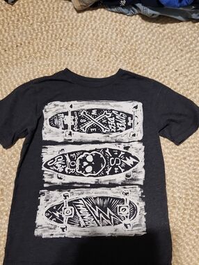 The Children's Place Black Tee with White Skateboard Graphics